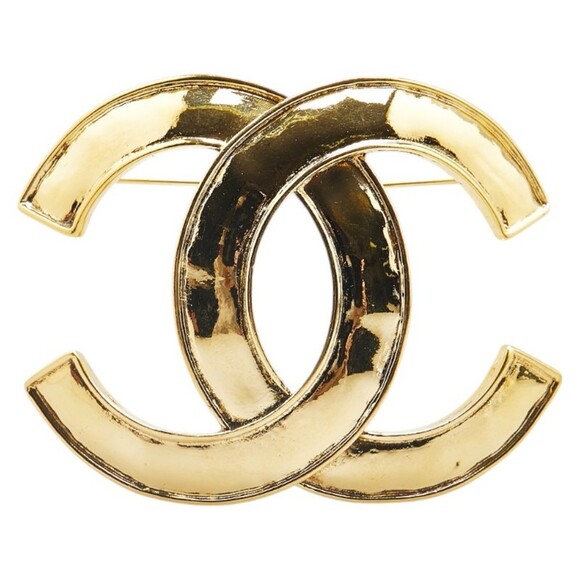 CHANEL Gold Logo Brooch - Picture 1 of 4